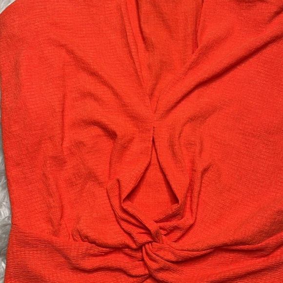 Zara orange V-neck blouse with knot front detail size medium - Picture 7 of 7